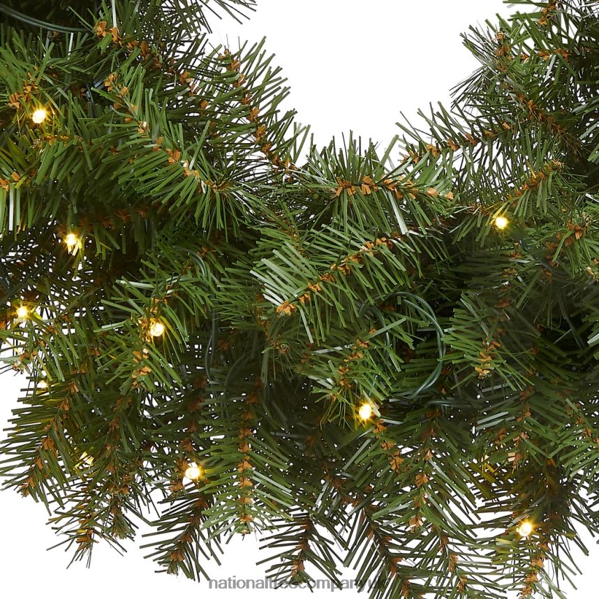 Greenery | National Tree Company Pre-Lit Artificial Christmas Wreath Green Norwood Fir White Lights Christmas Collection 30 Inches F2L4F252